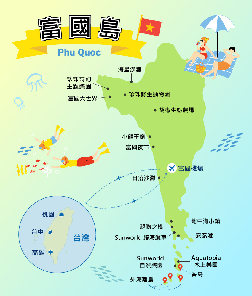 富國島旅遊景點地圖